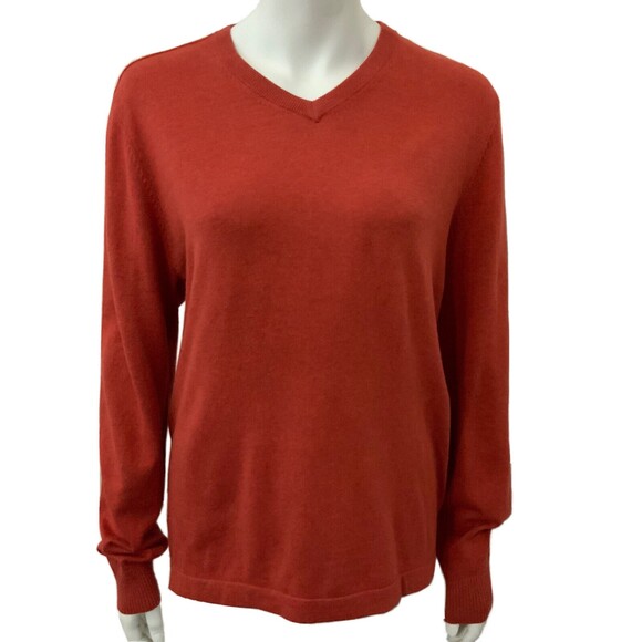 Lands' End Sweater Women Size S Rust Chutney Long Sleeve V-Neck - Picture 1 of 10